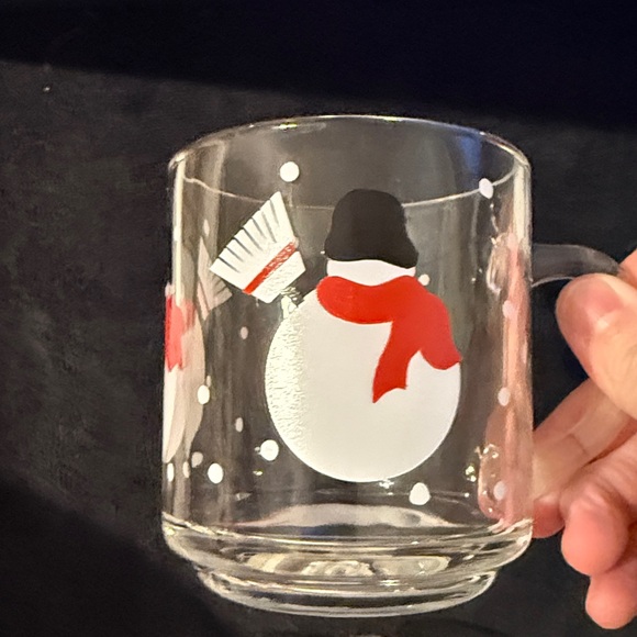 6 Luminarc, Glass Snowman Mugs from Crate & Barrel. - Picture 8 of 8